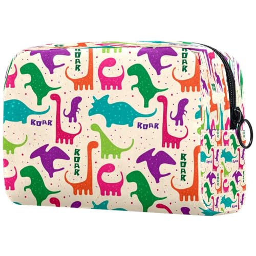 Kosmetiktasche mit Dinosaurier-Muster, für Damen, Reise-Kulturbeutel, groß, Make-up, praktische Tasche, Organizer-Tasche mit Reißverschluss, multi, 18.5x7.5x13cm/7.3x3x5.1in, Kulturbeutel von VAPOKF