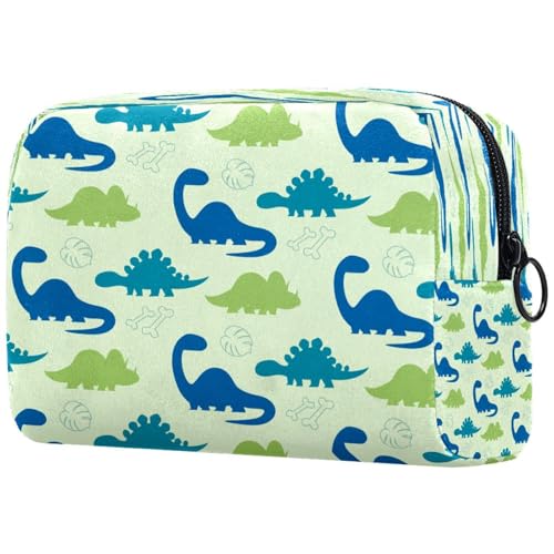 Kosmetiktasche mit Dinosaurier-Muster, für Damen, Reise-Kulturbeutel, groß, Make-up, praktische Tasche, Organizer mit Reißverschluss, Blau und Grün, multi, 18.5x7.5x13cm/7.3x3x5.1in, Kulturbeutel von VAPOKF