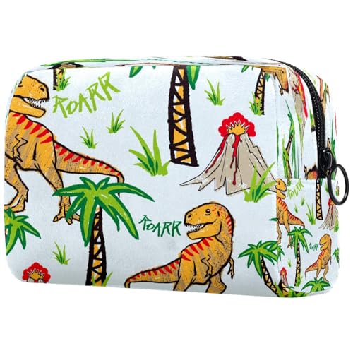 Kosmetiktasche mit Dinosaurier-Tiermotiv für Damen, Reise-Kulturbeutel, groß, Make-up, praktische Tasche, Organizer-Tasche mit Reißverschluss, multi, 18.5x7.5x13cm/7.3x3x5.1in, Kulturbeutel von VAPOKF