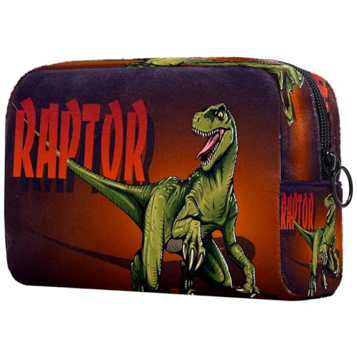 Kosmetiktasche mit Dinosaurier-Tiermotiv für Damen, Reise-Kulturbeutel, groß, Make-up, praktische Tasche, Organizer-Tasche mit Reißverschluss, multi, 18.5x7.5x13cm/7.3x3x5.1in, Kulturbeutel von VAPOKF