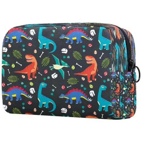 Kosmetiktasche mit Dinosaurier-Tiermotiv für Damen, Reise-Kulturbeutel, groß, Make-up, praktische Tasche, Organizer-Tasche mit Reißverschluss, multi, 18.5x7.5x13cm/7.3x3x5.1in, Kulturbeutel von VAPOKF