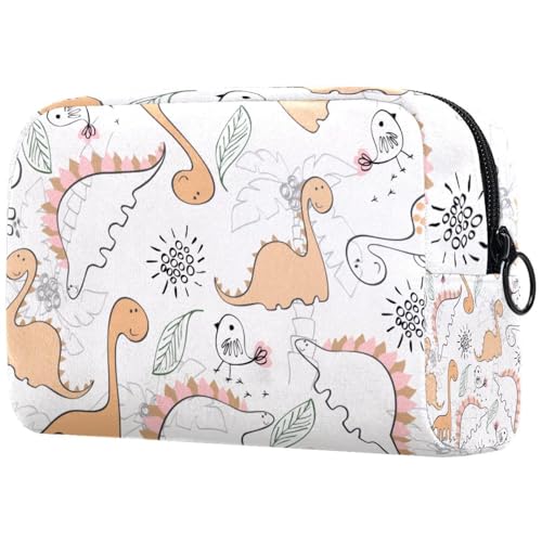 Kosmetiktasche mit Dinosaurier-und-Birds für Damen, Reise-Kulturbeutel, groß, Make-up, praktische Tasche, Organizer-Tasche mit Reißverschluss, multi, 18.5x7.5x13cm/7.3x3x5.1in, Kulturbeutel von VAPOKF