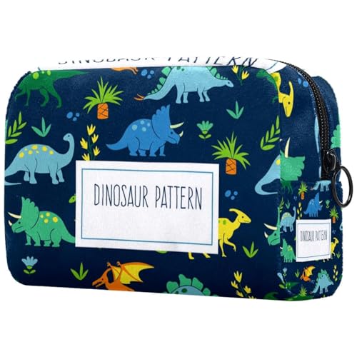 Kosmetiktasche mit Dinosaurier- und Fledermaus-Muster, für Damen, Reise-Kulturbeutel, groß, Make-up, praktische Tasche, Organizer-Tasche mit Reißverschluss, multi, 18.5x7.5x13cm/7.3x3x5.1in, von VAPOKF