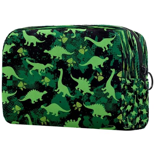 Kosmetiktasche mit Dinosaurier- und Fußabdruck für Damen, Reise-Kulturbeutel, groß, Make-up, praktische Tasche, Organizer-Tasche mit Reißverschluss, multi, 18.5x7.5x13cm/7.3x3x5.1in, Kulturbeutel von VAPOKF