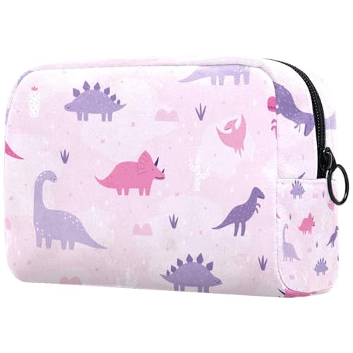 Kosmetiktasche mit Dinosaurier- und Kaktusmotiv für Damen, Reise-Kulturbeutel, groß, Make-up, praktische Tasche, Organizer-Tasche mit Reißverschluss, multi, 18.5x7.5x13cm/7.3x3x5.1in, Kulturbeutel von VAPOKF