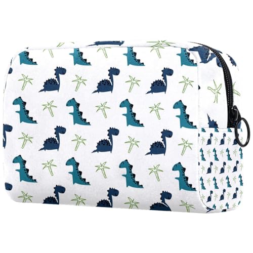 Kosmetiktasche mit Dinosaurier- und Palmenmotiv für Damen, Reise-Kulturbeutel, groß, Make-up, praktische Tasche, Organizer-Tasche mit Reißverschluss, multi, 18.5x7.5x13cm/7.3x3x5.1in, Kulturbeutel von VAPOKF