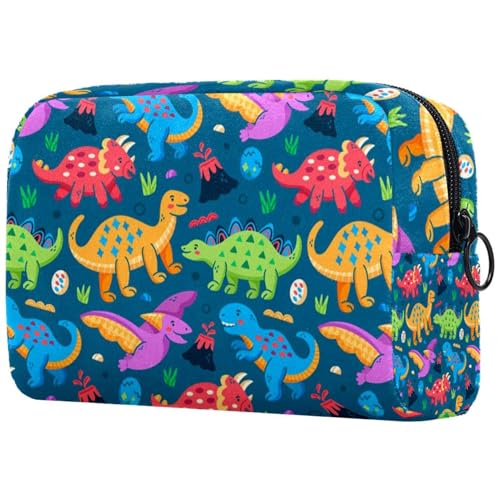 Kosmetiktasche mit Dinosauriern und Eiern für Damen, Reise-Kulturbeutel, groß, Make-up, praktische Tasche, Organizer-Tasche mit Reißverschluss, multi, 18.5x7.5x13cm/7.3x3x5.1in, Kulturbeutel von VAPOKF