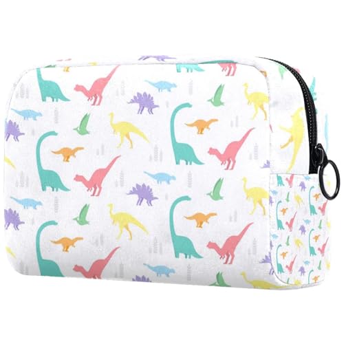 Kosmetiktasche mit Dinosauriern und fliegenden Fledermaus für Damen, Reise-Kulturbeutel, groß, Make-up, praktische Tasche, Organizer-Tasche mit Reißverschluss, multi, 18.5x7.5x13cm/7.3x3x5.1in, von VAPOKF