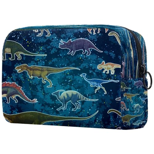 Kosmetiktasche mit Galaxie-Dinosaurier-Tiermotiv, für Damen, Reise-Kulturbeutel, groß, Make-up, praktische Tasche, Organizer-Tasche mit Reißverschluss, multi, 18.5x7.5x13cm/7.3x3x5.1in, Kulturbeutel von VAPOKF