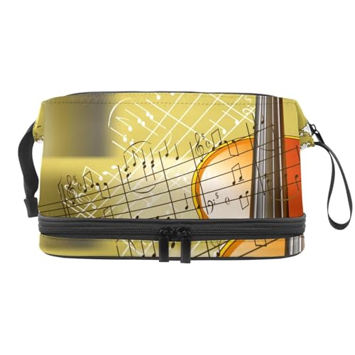 Kosmetiktasche mit Violine auf Grunge-Hintergrund, doppellagig, für Damen und Mädchen, Reise-Kulturbeutel, Make-up, praktische Tasche, Organizer-Tasche mit Pinselfach, multi, 27x15x14 cm/10.6x5.9x5.5 Kosmetiktasche mit Violine auf Grunge-Hintergrund, doppellagig, für Damen und Mädchen, Reise-Kulturbeutel, Make-up, praktische Tasche, Organizer-Tasche mit Pinselfach, multi, 27x15x14 cm/10.6x5.9x5.5 von VAPOKF