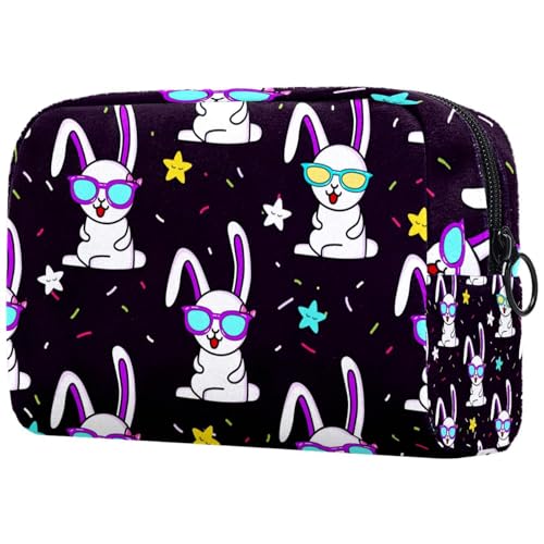 Kosmetiktasche mit bunten Sonnenbrillen und Sternen für Damen, Reise-Kulturbeutel, große Make-up-Tasche, praktische Tasche mit Reißverschluss, multi, 18.5x7.5x13cm/7.3x3x5.1in, Kulturbeutel von VAPOKF