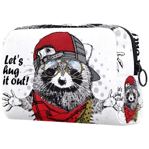 Kosmetiktasche mit coolem Hut, Glasschal, Hamster, Kosmetiktasche für Damen, Reise-Kulturbeutel, groß, Make-up, praktische Tasche, Organizer-Tasche mit Reißverschluss, multi, Kosmetiktasche mit coolem Hut, Glasschal, Hamster, Kosmetiktasche für Damen, Reise-Kulturbeutel, groß, Make-up, praktische Tasche, Organizer-Tasche mit Reißverschluss, multi, von VAPOKF