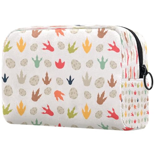 Kosmetiktasche mit niedlichem Dinosaurier-Fußabdruck, Eiermuster, für Damen, Reise-Kulturbeutel, große Make-up-Tasche, praktische Tasche, Organizer-Tasche mit Reißverschluss, multi, von VAPOKF