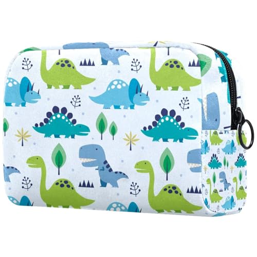 Kosmetiktasche mit niedlichem Dinosaurier-Motiv, für Damen, Reise-Kulturbeutel, groß, Make-up, praktische Tasche, Organizer-Tasche mit Reißverschluss, multi, 18.5x7.5x13cm/7.3x3x5.1in, Kulturbeutel von VAPOKF