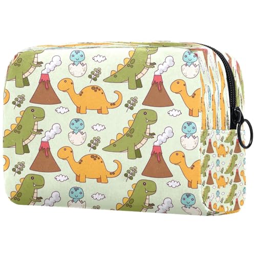 Kosmetiktasche mit niedlichem Dinosaurier-Muster, für Damen, Reise-Kulturbeutel, große Make-up-Tasche, praktische Tasche mit Reißverschluss, multi, 18.5x7.5x13cm/7.3x3x5.1in, Kulturbeutel von VAPOKF