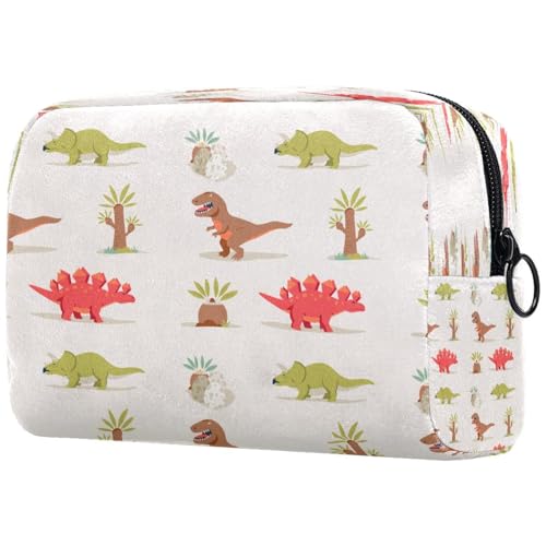 Kosmetiktasche mit niedlichem Dinosaurier-Muster, für Damen, Reise-Kulturbeutel, große Make-up-Tasche, praktische Tasche mit Reißverschluss, multi, 18.5x7.5x13cm/7.3x3x5.1in, Kulturbeutel von VAPOKF