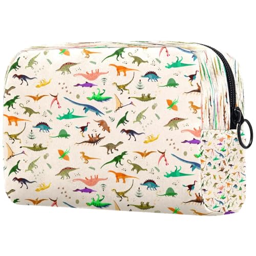 Kosmetiktasche mit niedlichem Dinosaurier-Muster, für Damen, Reise-Kulturbeutel, große Make-up-Tasche, praktische Tasche mit Reißverschluss, multi, 18.5x7.5x13cm/7.3x3x5.1in, Kulturbeutel von VAPOKF
