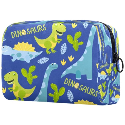 Kosmetiktasche mit niedlichem Dinosaurier- und Eierkaktus, für Damen, Reise-Kulturbeutel, groß, Make-up, praktische Tasche, Organizer-Tasche mit Reißverschluss, multi, 18.5x7.5x13cm/7.3x3x5.1in, von VAPOKF