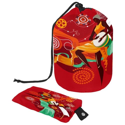 Kulturbeutel mit Kordelzug, Frau spielt Djembe oder afrikanische Musik, tonnenförmige Kulturbeutel, Kosmetiktasche, Reise-Make-up-Organizer-Tasche + kleine Tasche, multi, von VAPOKF