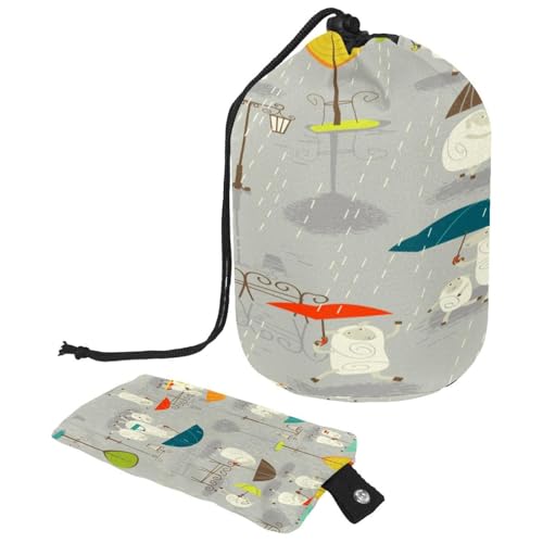 Kulturbeutel mit Kordelzug, Retro-Regenschirm-Muster, fassförmig, Kosmetiktasche, Reise-Make-up-Organizer-Tasche + kleine Tasche, multi, 9.9x6.9in/25.2x17.6cm;6x3.5in/15.2x8.8cm, Kulturbeutel Kulturbeutel mit Kordelzug, Retro-Regenschirm-Muster, fassförmig, Kosmetiktasche, Reise-Make-up-Organizer-Tasche + kleine Tasche, multi, 9.9x6.9in/25.2x17.6cm;6x3.5in/15.2x8.8cm, Kulturbeutel von VAPOKF