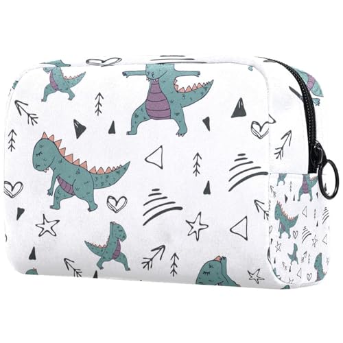 Lustige Yoga-Dinosaurier-Kosmetiktasche für Frauen, Reise-Kulturbeutel, große Make-up-Tasche, praktische Tasche mit Reißverschluss, multi, 18.5x7.5x13cm/7.3x3x5.1in, Kulturbeutel von VAPOKF
