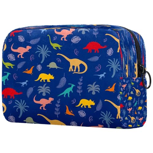 Mini-Dinosaurier-Kosmetiktasche für Damen, Reise-Kulturbeutel, große Make-up-Tasche, praktische Tasche mit Reißverschluss, multi, 18.5x7.5x13cm/7.3x3x5.1in, Kulturbeutel von VAPOKF