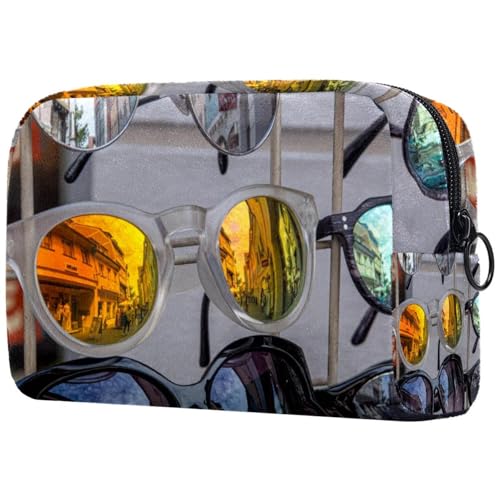 Modische Sonnenbrillen-Kosmetiktasche für Damen, Reise-Kulturbeutel, groß, Make-up, praktische Tasche, Organizer-Tasche mit Reißverschluss, multi, 18.5x7.5x13cm/7.3x3x5.1in, Kulturbeutel von VAPOKF