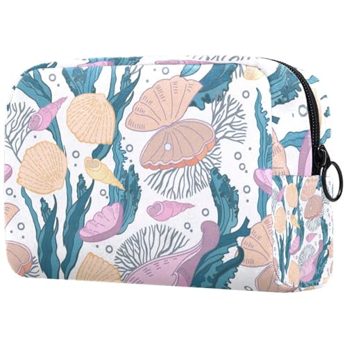 Muschelmuschel- und Schalen-Kosmetiktasche für Damen, Reise-Kulturbeutel, groß, Make-up, praktische Tasche, Organizer-Tasche mit Reißverschluss, multi, 18.5x7.5x13cm/7.3x3x5.1in, Kulturbeutel von VAPOKF