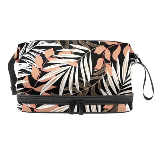 Nahtlose zweilagige Kosmetiktasche für Damen und Mädchen, Reise-Kulturbeutel, Make-up, praktische Tasche, Organizer Tasche mit Pinselfach, multi, 27x15x14 cm/10.6x5.9x5.5 in, Kulturbeutel von VAPOKF