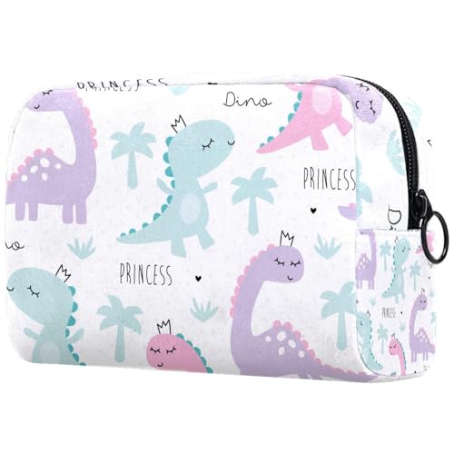 Niedliche Dinosaurier-Kosmetiktasche für Damen, Reise-Kulturbeutel, große Make-up-Tasche, praktische Tasche mit Reißverschluss, multi, 18.5x7.5x13cm/7.3x3x5.1in, Kulturbeutel von VAPOKF