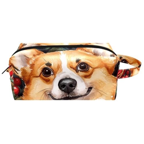 Reise-Kulturbeutel, Kosmetiktasche für Damen, Mikrofaser-Leder, Make-up-Tasche, Organizer mit Reißverschluss, Aquarell-Weihnachts-Glocken, multi, 8.2x3.1x3.5 in/21x8x9 cm, Kulturbeutel von VAPOKF