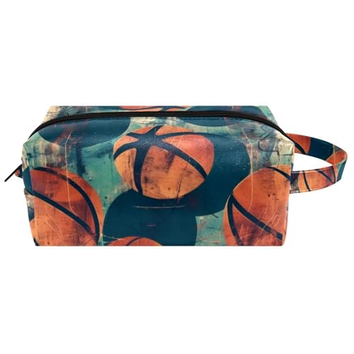 Reise-Kulturbeutel, Kosmetiktasche für Damen, Mikrofaser-Leder, Make-up-Tasche, Organizer mit Reißverschluss, Basketball-Grunge, multi, 8.2x3.1x3.5 in/21x8x9 cm, Kulturbeutel Reise-Kulturbeutel, Kosmetiktasche für Damen, Mikrofaser-Leder, Make-up-Tasche, Organizer mit Reißverschluss, Basketball-Grunge, multi, 8.2x3.1x3.5 in/21x8x9 cm, Kulturbeutel von VAPOKF