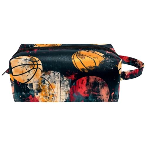 Reise-Kulturbeutel, Kosmetiktasche für Damen, Mikrofaser-Leder, Make-up-Tasche, Organizer mit Reißverschluss, Grunge-Basketbälle, multi, 8.2x3.1x3.5 in/21x8x9 cm, Kulturbeutel Reise-Kulturbeutel, Kosmetiktasche für Damen, Mikrofaser-Leder, Make-up-Tasche, Organizer mit Reißverschluss, Grunge-Basketbälle, multi, 8.2x3.1x3.5 in/21x8x9 cm, Kulturbeutel von VAPOKF