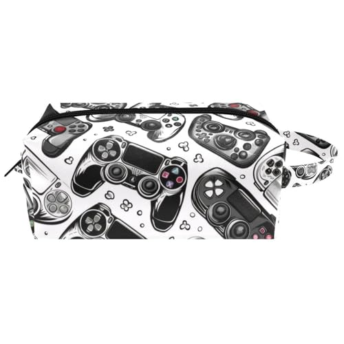 Reise-Kulturbeutel, Kosmetiktasche für Damen, Mikrofaser-Leder, Make-up-Tasche, Organizer mit Reißverschluss, Grunge Gamepad Joysticks, multi, 8.2x3.1x3.5 in/21x8x9 cm, Kulturbeutel von VAPOKF