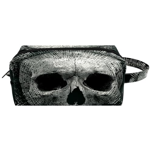 Reise-Kulturbeutel, Kosmetiktasche für Damen, Mikrofaser-Leder, Make-up-Tasche, Organizer mit Reißverschluss, Grunge-Totenkopf, multi, 8.2x3.1x3.5 in/21x8x9 cm, Kulturbeutel Reise-Kulturbeutel, Kosmetiktasche für Damen, Mikrofaser-Leder, Make-up-Tasche, Organizer mit Reißverschluss, Grunge-Totenkopf, multi, 8.2x3.1x3.5 in/21x8x9 cm, Kulturbeutel von VAPOKF