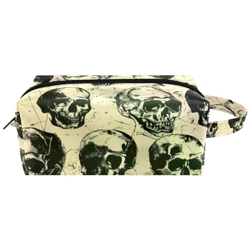 Reise-Kulturbeutel, Kosmetiktasche für Damen, Mikrofaser-Leder, Make-up-Tasche, Organizer mit Reißverschluss, Grunge-Totenkopf, multi, 8.2x3.1x3.5 in/21x8x9 cm, Kulturbeutel Reise-Kulturbeutel, Kosmetiktasche für Damen, Mikrofaser-Leder, Make-up-Tasche, Organizer mit Reißverschluss, Grunge-Totenkopf, multi, 8.2x3.1x3.5 in/21x8x9 cm, Kulturbeutel von VAPOKF