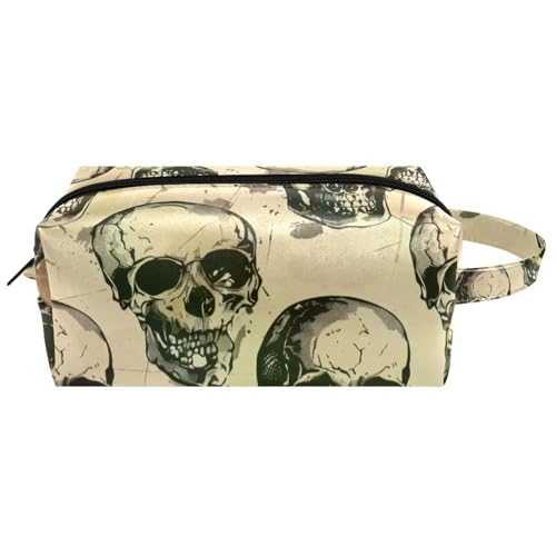 Reise-Kulturbeutel, Kosmetiktasche für Damen, Mikrofaser-Leder, Make-up-Tasche, Organizer mit Reißverschluss, Grunge-Totenkopf, multi, 8.2x3.1x3.5 in/21x8x9 cm, Kulturbeutel Reise-Kulturbeutel, Kosmetiktasche für Damen, Mikrofaser-Leder, Make-up-Tasche, Organizer mit Reißverschluss, Grunge-Totenkopf, multi, 8.2x3.1x3.5 in/21x8x9 cm, Kulturbeutel von VAPOKF