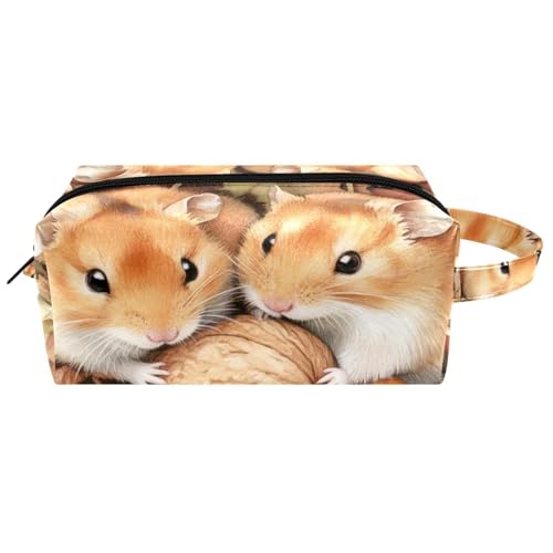 Reise-Kulturbeutel, Kosmetiktasche für Damen, Mikrofaser-Leder, Make-up-Tasche, Organizer mit Reißverschluss, Hamsterfinght für Nüsse, multi, 8.2x3.1x3.5 in/21x8x9 cm, Kulturbeutel von VAPOKF