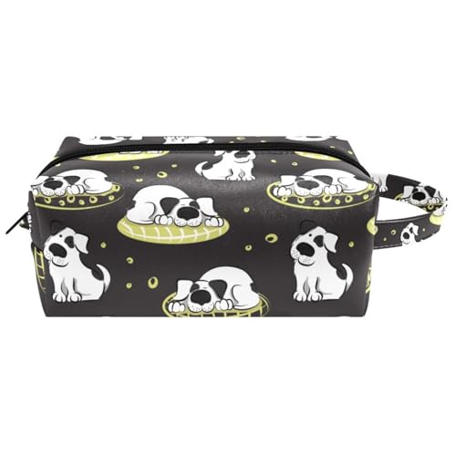 Reise-Kulturbeutel, Kosmetiktasche für Damen, Mikrofaser-Leder, Make-up-Tasche, Organizer mit Reißverschluss, Hund schläft auf dem Kissen, multi, 8.2x3.1x3.5 in/21x8x9 cm, Kulturbeutel von VAPOKF