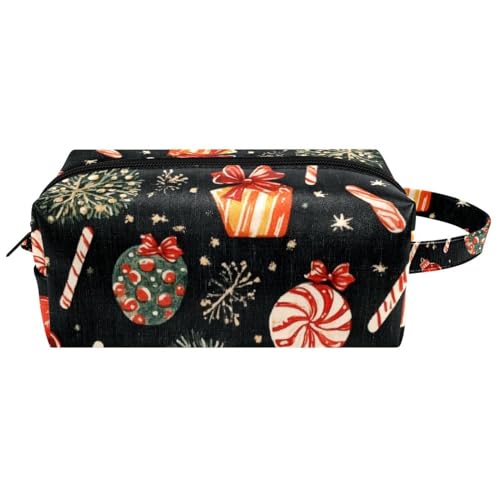 Reise-Kulturbeutel, Kosmetiktasche für Damen, Mikrofaser-Leder, Make-up-Tasche, Organizer mit Reißverschluss, Weihnachts-Süßigkeiten und Geschenke, multi, 8.2x3.1x3.5 in/21x8x9 cm, Kulturbeutel von VAPOKF