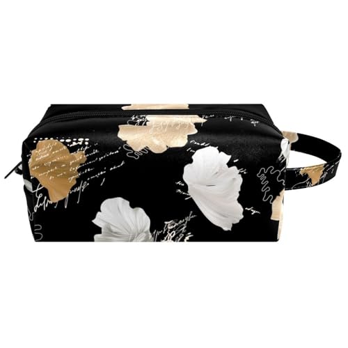 Reise-Kulturbeutel, Kosmetiktasche für Damen, Mikrofaser-Leder, Make-up-Tasche, Organizer mit Reißverschluss, abstraktes Blumenmuster, multi, 8.2x3.1x3.5 in/21x8x9 cm, Kulturbeutel von VAPOKF