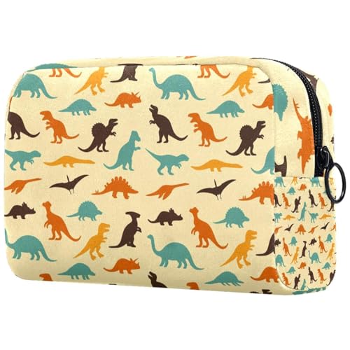 Retro-Dinosaurier-Kosmetiktasche für Damen, Reise-Kulturbeutel, groß, Make-up, praktische Tasche, Organizer-Tasche mit Reißverschluss, multi, 18.5x7.5x13cm/7.3x3x5.1in, Kulturbeutel von VAPOKF
