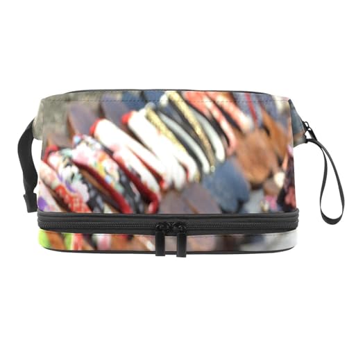 Sommer Frauen Hausschuhe Doppellagige Kosmetiktasche für Damen und Mädchen, Reise-Kulturbeutel, Make-up, praktische Tasche, Organizer-Tasche mit Pinselfach, multi, 27x15x14 cm/10.6x5.9x5.5 in, von VAPOKF