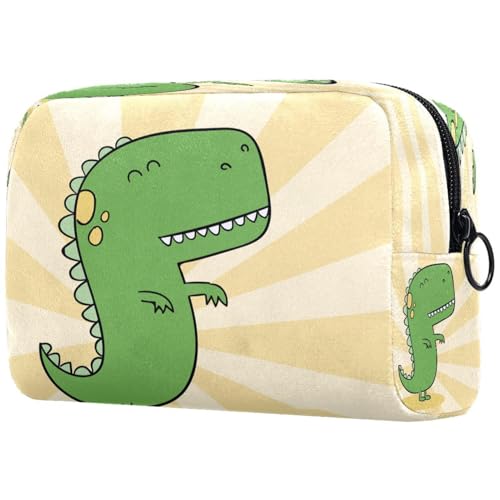 Süße Dinosaurier-Kosmetiktasche für Damen, Reise-Kulturbeutel, groß, Make-up, praktische Tasche, Organizer-Tasche mit Reißverschluss, multi, 18.5x7.5x13cm/7.3x3x5.1in, Kulturbeutel von VAPOKF