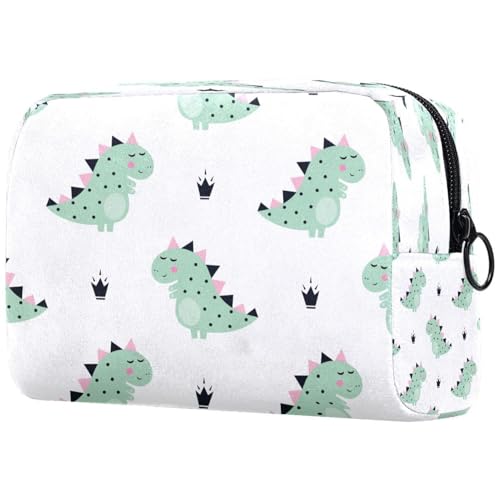 Süße Dinosaurier-Kosmetiktasche für Damen, Reise-Kulturbeutel, groß, Make-up, praktische Tasche, Organizer-Tasche mit Reißverschluss, multi, 18.5x7.5x13cm/7.3x3x5.1in, Kulturbeutel von VAPOKF