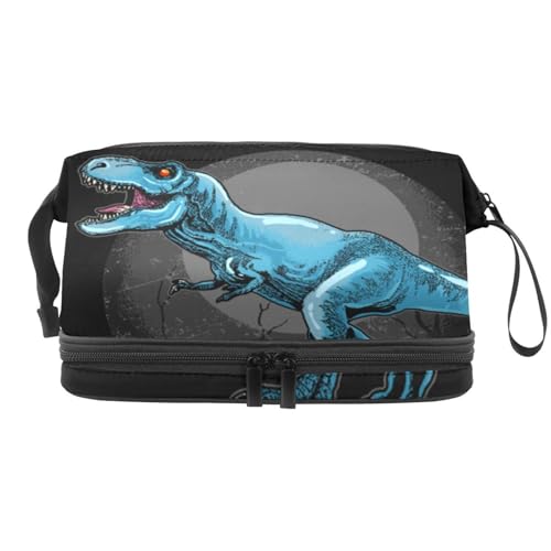 The Dark Wild Dinosaurier Doppellagige Kosmetiktasche für Frauen und Mädchen, Reise-Kulturbeutel, Make-up, praktische Tasche, Organizer Tasche mit Pinselfach, multi, 27x15x14 cm/10.6x5.9x5.5 in, von VAPOKF