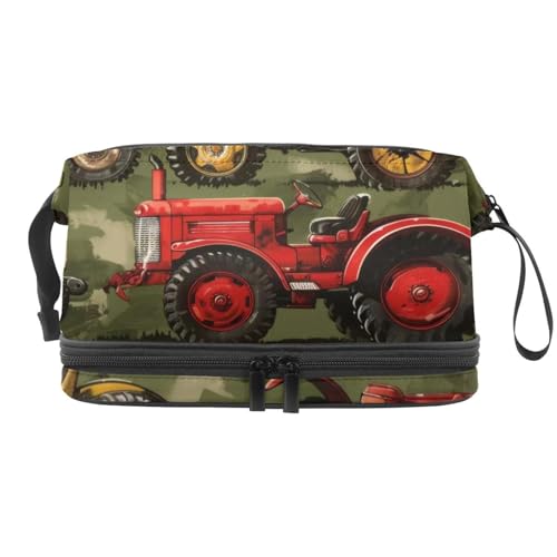 Traktoren auf Grunge-Hintergrund, doppellagige Kosmetiktasche für Frauen und Mädchen, Reise-Kulturbeutel, Make-up, praktische Tasche, Organizer-Tasche mit Bürstenfach, multi, 27x15x14 cm/10.6x5.9x5.5 Traktoren auf Grunge-Hintergrund, doppellagige Kosmetiktasche für Frauen und Mädchen, Reise-Kulturbeutel, Make-up, praktische Tasche, Organizer-Tasche mit Bürstenfach, multi, 27x15x14 cm/10.6x5.9x5.5 von VAPOKF