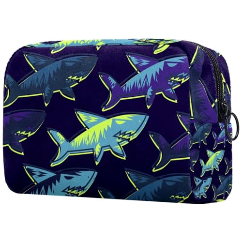 Underwater Grunge Shark Kosmetiktasche für Damen, Reise-Kulturbeutel, groß, Make-up, praktische Tasche, Organizer-Tasche mit Reißverschluss, multi, 18.5x7.5x13cm/7.3x3x5.1in, Kulturbeutel von VAPOKF
