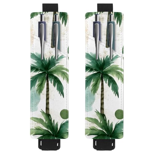 VAPOKF 2 Stück Einstellbarer Stifthalter mit Gummiband für Notizbücher PU Leder Stifthalter Stifthalter für Tagebuch Bücher Planer Ordner Tablet Aquarell Palmen von VAPOKF