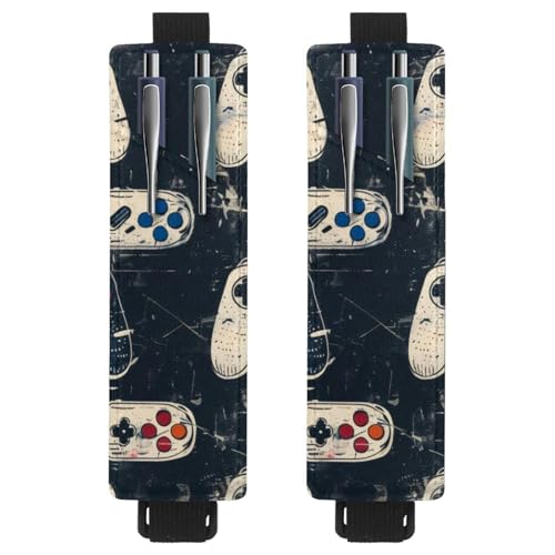 VAPOKF 2 Stück Verstellbarer Gummiband-Stifthalter für Notebook, PU-Leder-Stifthalter, Stifteetui für Hardcover-Journals, Bücher, Planer, Ordner, Tablets - Grunge Gamepad Joysticks VAPOKF 2 Stück Verstellbarer Gummiband-Stifthalter für Notebook, PU-Leder-Stifthalter, Stifteetui für Hardcover-Journals, Bücher, Planer, Ordner, Tablets - Grunge Gamepad Joysticks von VAPOKF